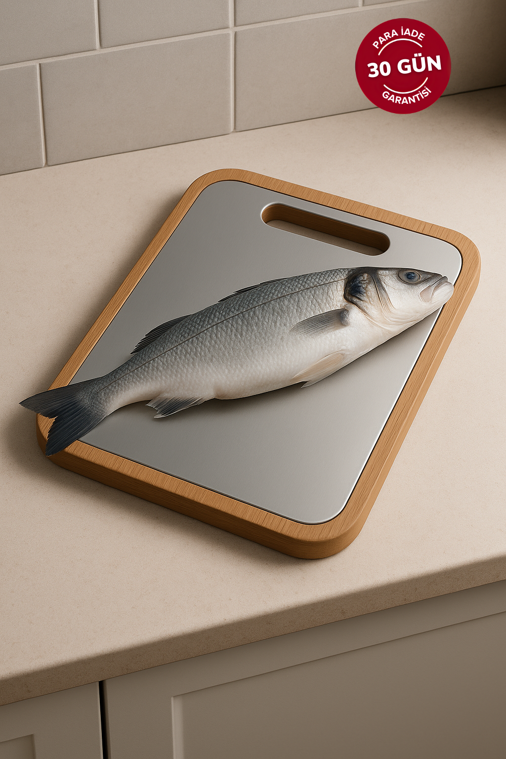 Fera™ Bufolo Paslanmaz Çelik Kesme Tahtası – Ahşap Çerçeveli