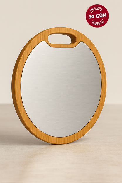 Fera™ Venüs Paslanmaz Çelik Kesme Tahtası – Ahşap Çerçeveli