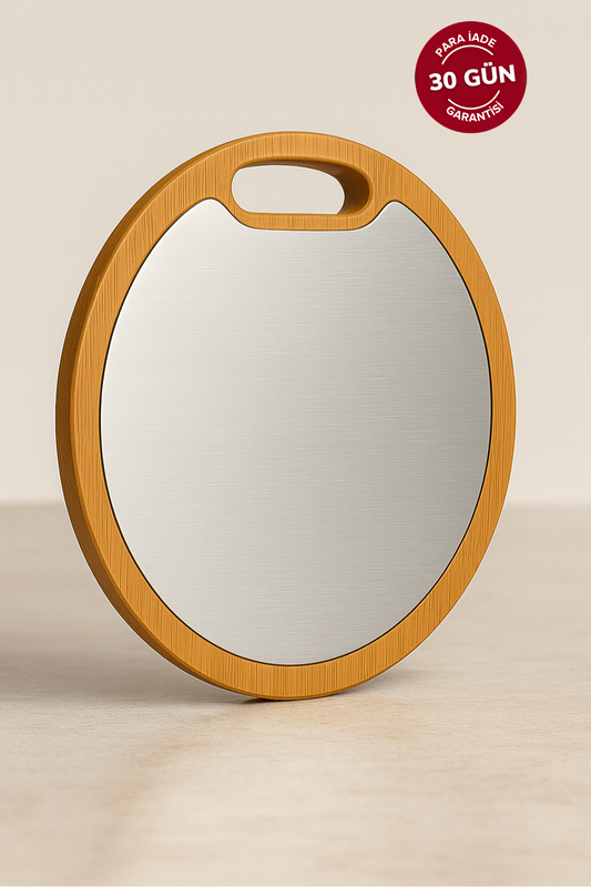 Fera™ Venüs Paslanmaz Çelik Kesme Tahtası – Ahşap Çerçeveli